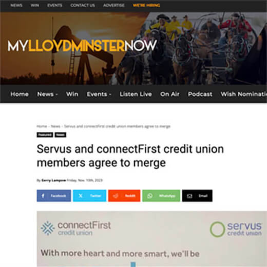 Lloydminister now connectFirst Servus approve merger