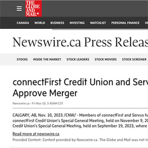 Newswire connectFirst Servus results